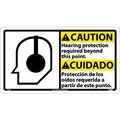 National Marker Co Bilingual Plastic Sign - Caution Hearing Protection Required Beyond This Point CBA2R